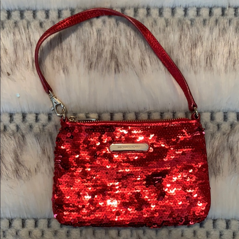 Red Sequin Michael Kors Wristlet